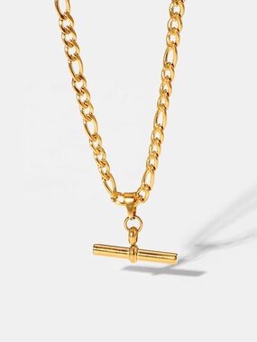 18K Gold Plated T-Bar Pendant Necklace